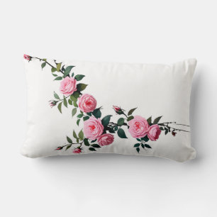 Coussin Rectangle Design élégant de la branche rose rose