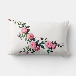 Coussin Rectangle Design élégant de la branche rose rose