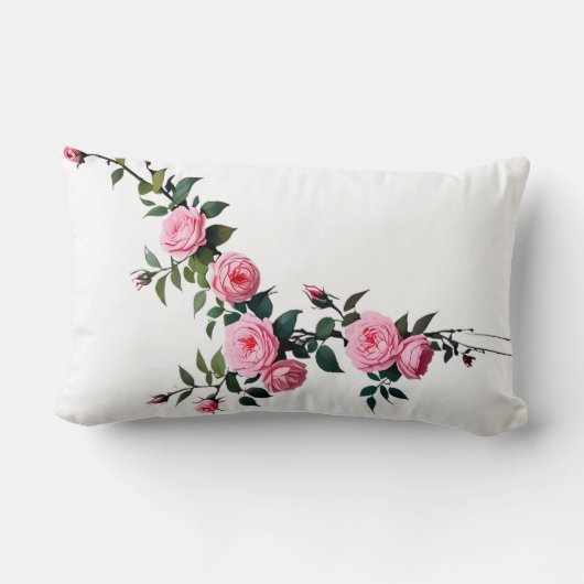 Coussin Rectangle Design élégant de la branche rose rose (Verso)