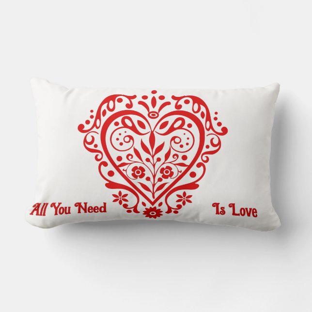 Coussin Rectangle Design personnalisé Red Fancy Heart (Recto)