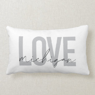 Coussin Rectangle Design simple, moderne, urbain, cool Love Michigan