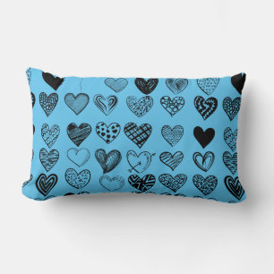 Coussin Rectangle Dessin adorable de Black Heart Scribble