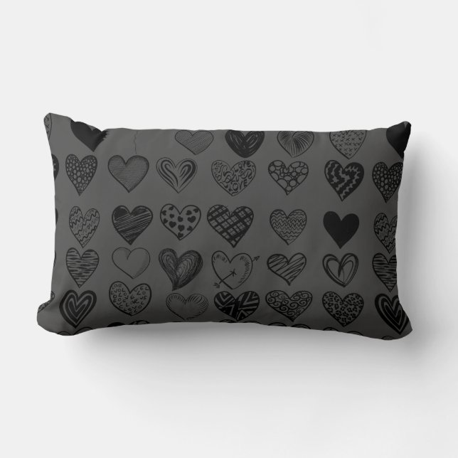 Coussin Rectangle Dessin adorable de Black Heart Scribble (Recto)
