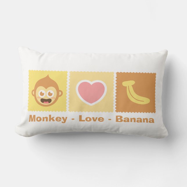 Coussin Rectangle Dessin animé mignon de singe - Amour - Banane (Recto)