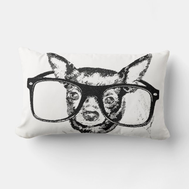 Coussin Rectangle Dessin d'illustration de chien de chiwawa (Recto)