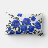 Coussin Rectangle Dessin élégant de branche de rose bleue (Verso)