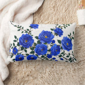 Coussin Rectangle Dessin élégant de branche de rose bleue (Couverture)