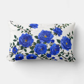 Coussin Rectangle Dessin élégant de branche de rose bleue (Recto)