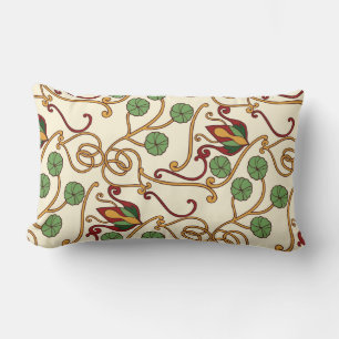 Coussin Rectangle dessin floral inspiré de l'Art nouveau