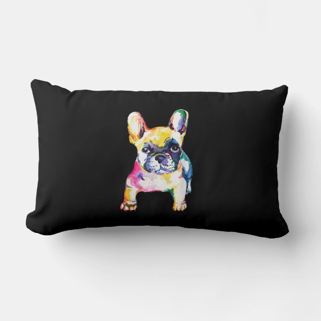 Coussin Rectangle Dessin Français Bulldog original aquarelle (Recto)