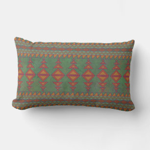 Coussin Rectangle Dessin géométrique vert de l'armoise du sud-ouest