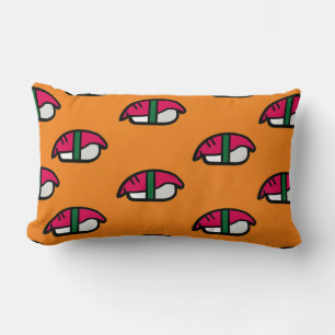 Coussin Rectangle Dessin Kawaii Sushi, Riz de Poisson et Algues