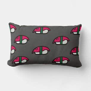 Coussin Rectangle Dessin Kawaii Sushi, Riz de Poisson et Algues