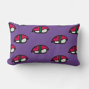 Coussin Rectangle Dessin Kawaii Sushi, Riz de Poisson et Algues