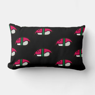 Coussin Rectangle Dessin Kawaii Sushi, Riz de Poisson et Algues
