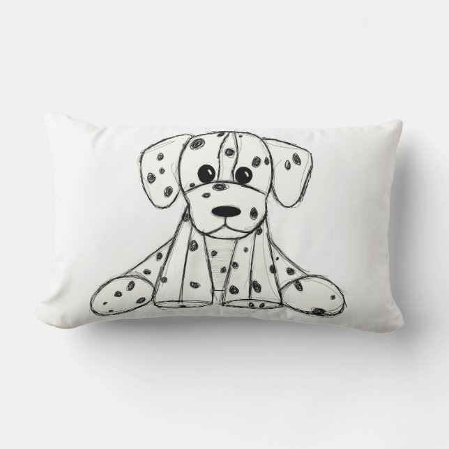 Coussin Rectangle Dessin simple de contour de chien en peluche dalma (Recto)