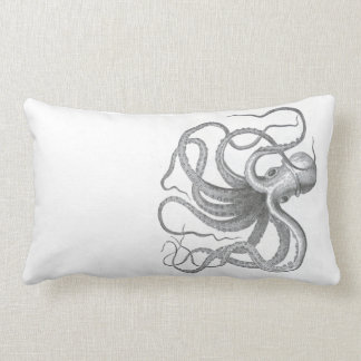 Coussin Rectangle Dessin vintage de livre de poulpe nautique de