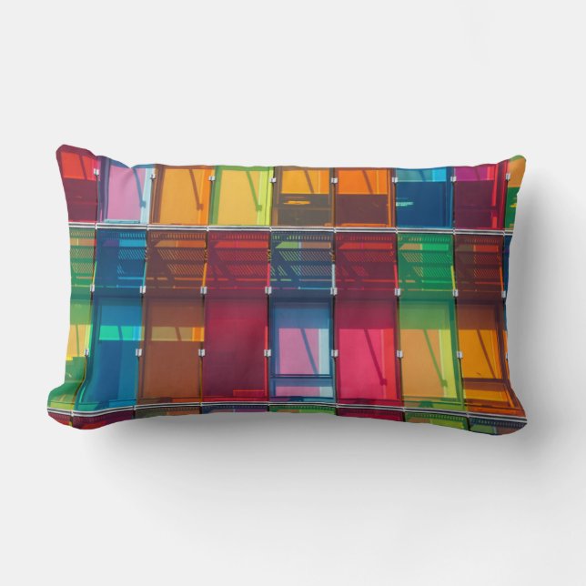 Coussin Rectangle Détail d'un bâtiment commercial multicolore (Recto)