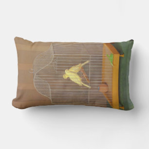 Coussin Rectangle Deux Canaries en cage (par Antonio Donghi)