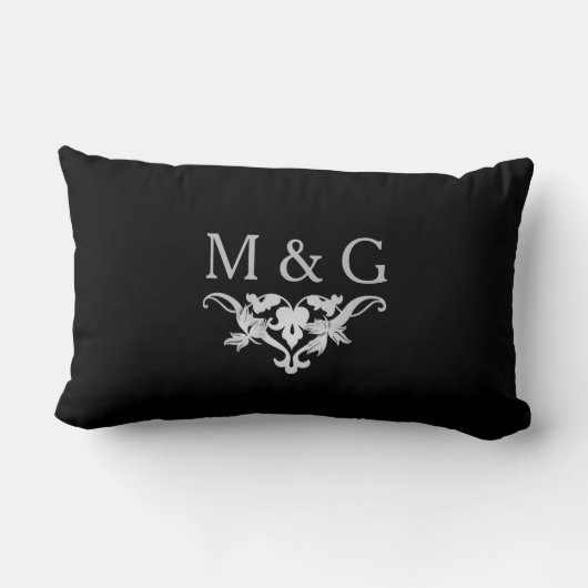 Coussin Rectangle Deux monogrammes avec Scrollwork et feuille A24B (Verso)
