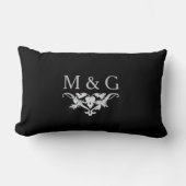 Coussin Rectangle Deux monogrammes avec Scrollwork et feuille A24B (Recto)