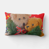 Coussin Rectangle Deux nounours avec le lumbar de verdure et d'arc (Verso)