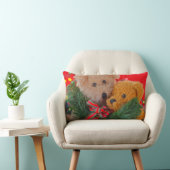 Coussin Rectangle Deux nounours avec le lumbar de verdure et d'arc (Chaise)