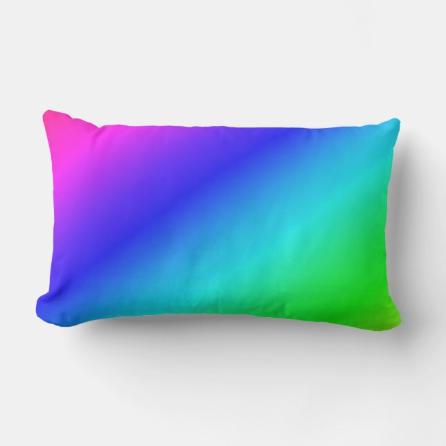 Coussin Rectangle Diagonale arc-en-ciel bleu à vert (Recto)