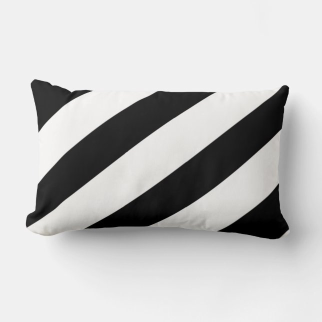 Coussin Rectangle Diagonale noire et blanche triée | Toute taille | (Recto)