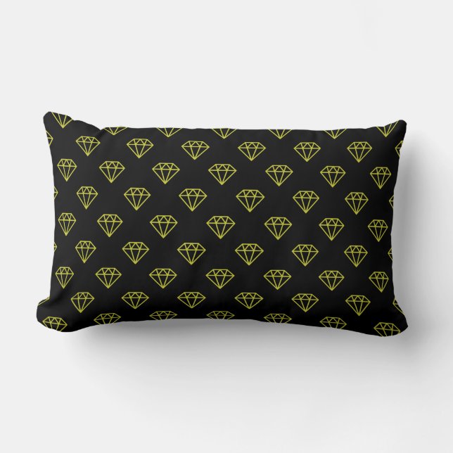 Coussin Rectangle Diamant - Banane jaune sur noir (Recto)