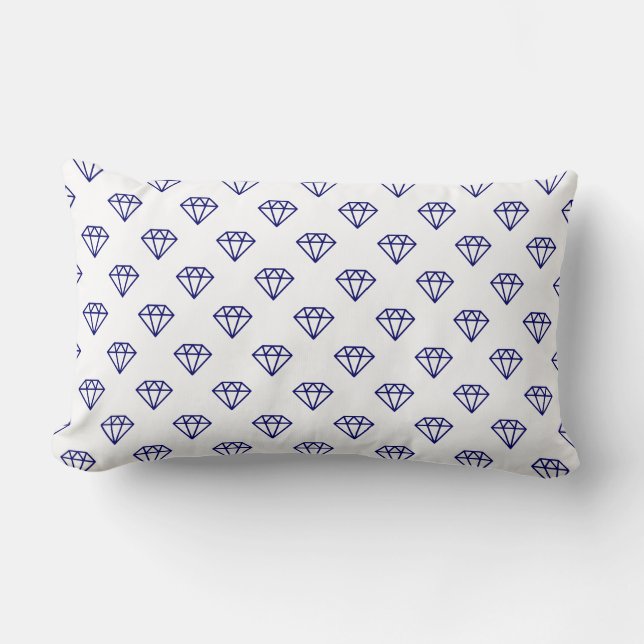 Coussin Rectangle Diamant - Bleu de marine profonde sur blanc (Recto)