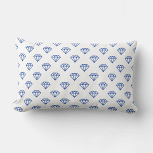 Coussin Rectangle Diamant - Bleu marine sur blanc