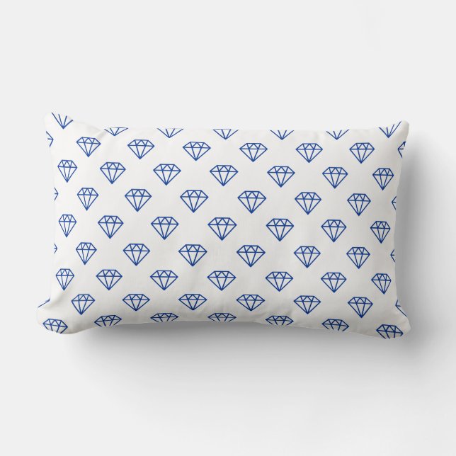 Coussin Rectangle Diamant - Bleu marine sur blanc (Recto)