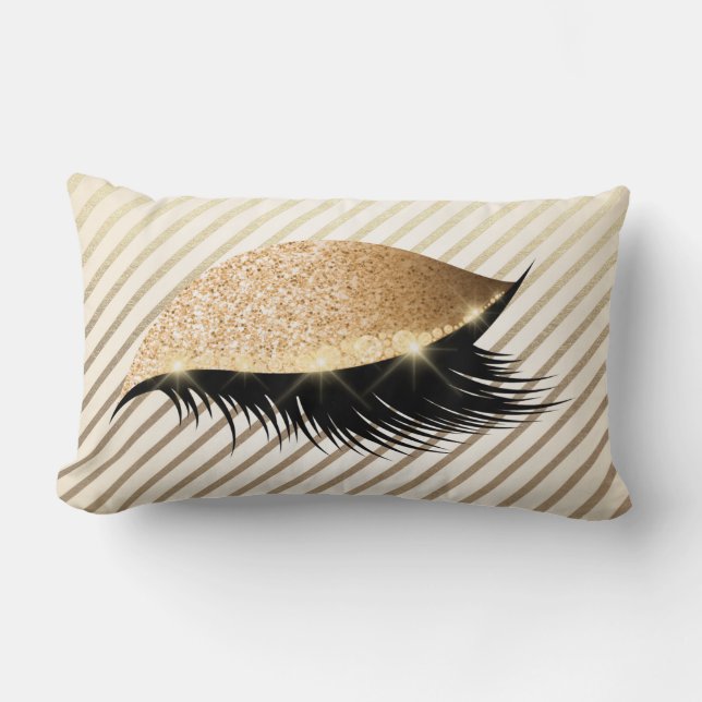 Coussin Rectangle Diamant Lashes Gold Parties scintillant Stripes Pe (Recto)
