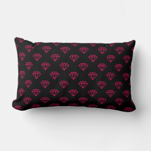 Coussin Rectangle Diamant - Rouge néon sur noir