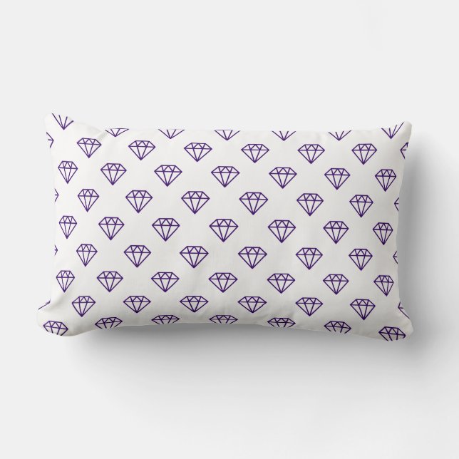 Coussin Rectangle Diamant - Violet profond sur blanc (Recto)