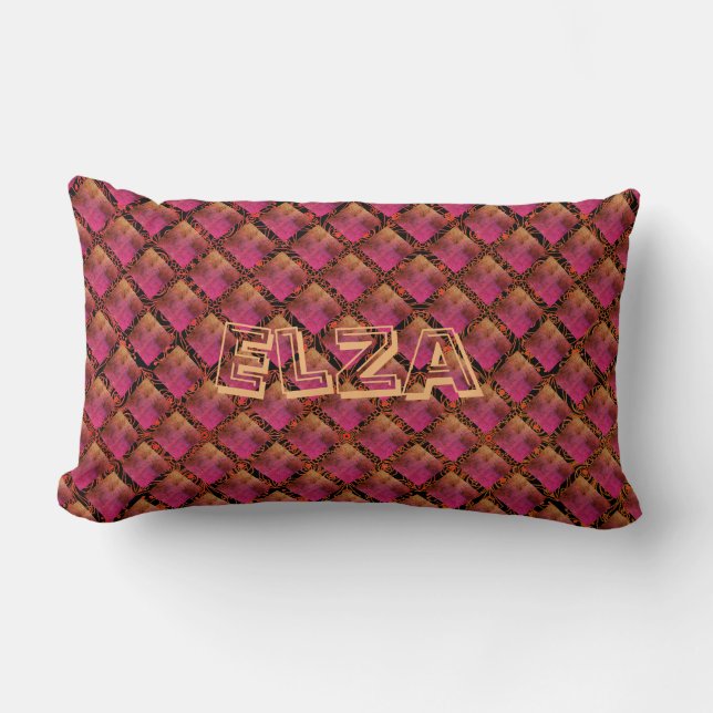 Coussin Rectangle Diamants Boho Pink and Gold Passion (Recto)