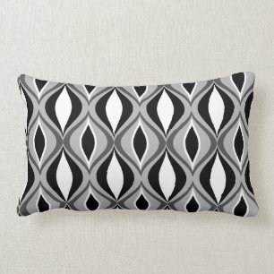 Coussin Rectangle Diamants modernes, noir, blanc et gris de la