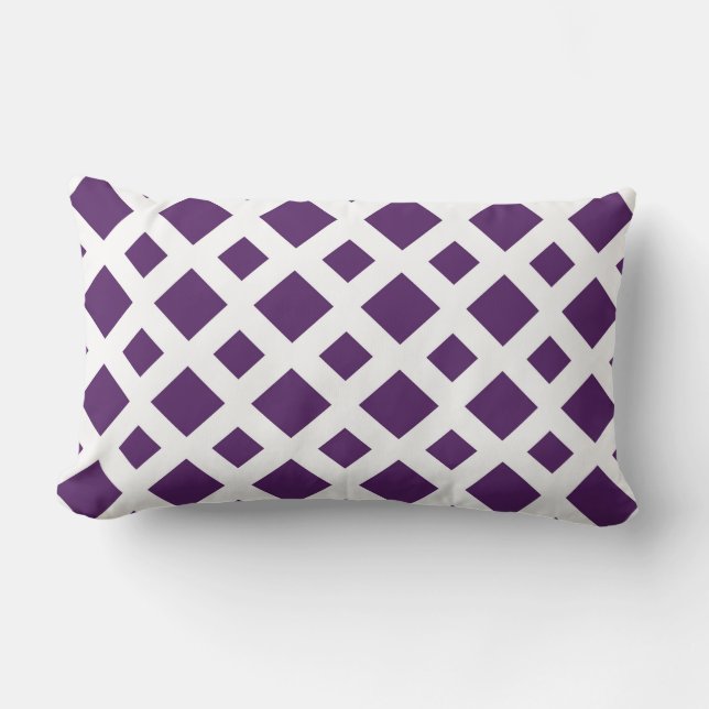 Coussin Rectangle Diamants violets sur blanc (Recto)
