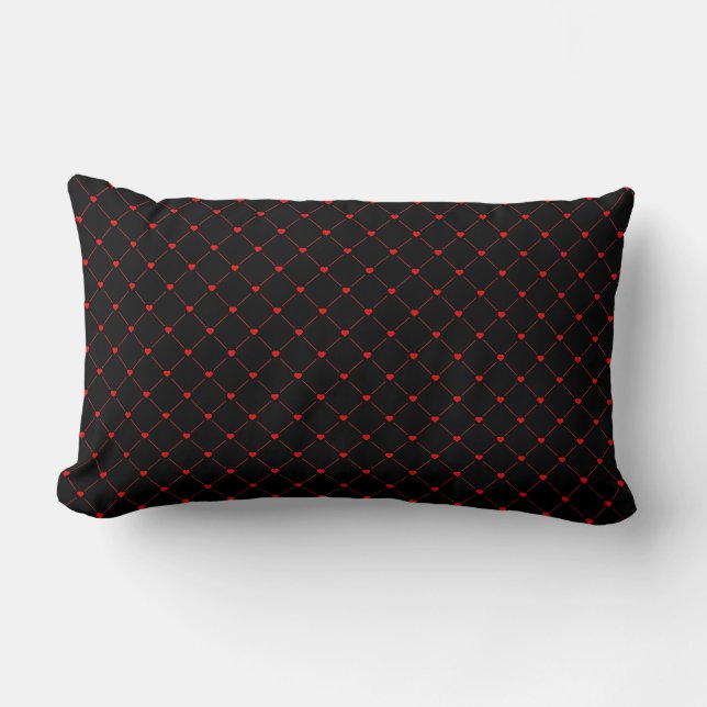 Coussin Rectangle Diamond Shaped Red Heart & Line Art (Recto)