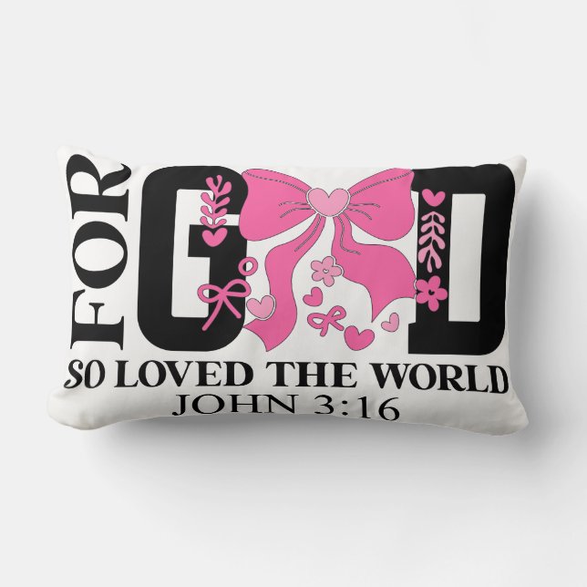 Coussin Rectangle Dieu Aima Tant Jean 3:16 Écriture (Recto)