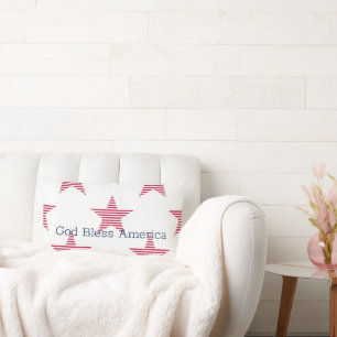 Coussin Rectangle Dieu patriotique bénir l'Amérique Étoiles Rouge Bl
