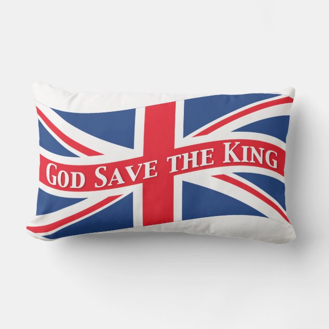 Coussin Rectangle Dieu sauve le roi avec Union Jack (Recto)