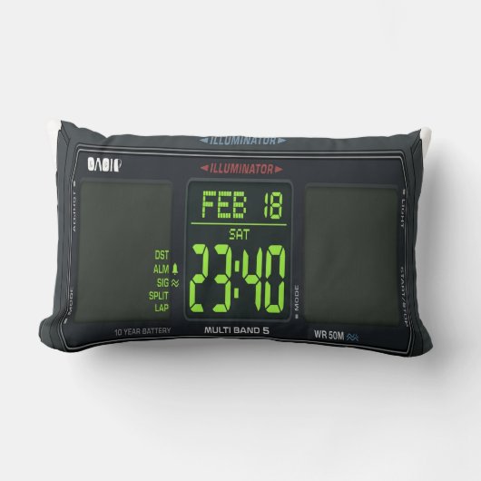Coussin Rectangle  Digital Watch Face Lumbar Pillow (Recto)