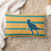 Coussin Rectangle Dinosaur T-rex dessin animé jaune bleu (Couverture)