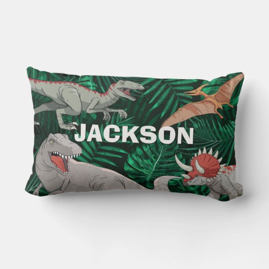 Coussin Rectangle Dinosaure Personnalisé Enfants Dino Jurassic Trex  (Verso)