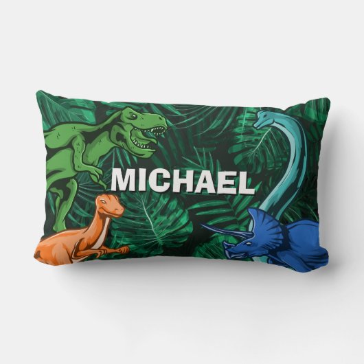 Coussin Rectangle Dinosaure Personnalisé Enfants Dino Jurassic Trex  (Verso)