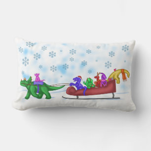 Coussin Rectangle Dinosaure Sleigh Ride