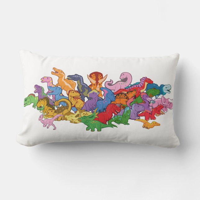 Coussin Rectangle Dinosaures mignons et colorés (Recto)
