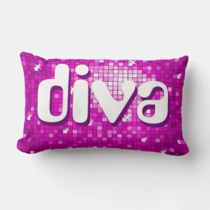 Coussin Rectangle Disco Carreaux rose "diva" lancer l'oreiller ameli